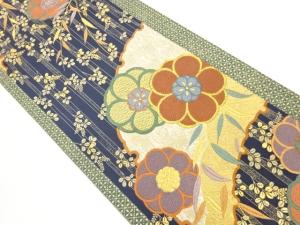 河瀬満織物製　雪輪に萩・花葉模様織出し袋帯